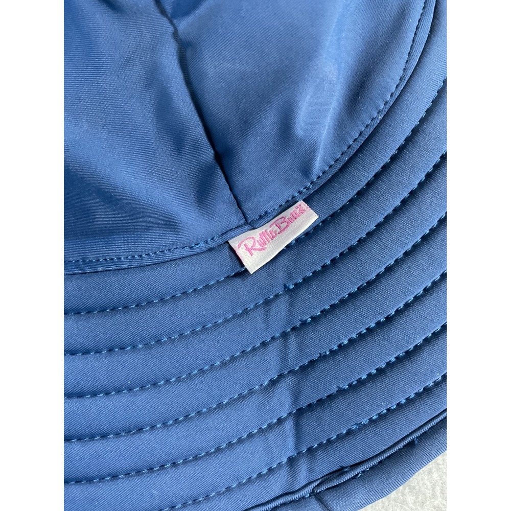 RuffleButts Navy Blue Wide Brim Swim Sun Hat Baby Toddler 12m-2T Chin Strap